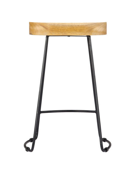 Tabourets de bar industriel en lot de 2 en bois de manguier massif Brun 45 x 40 x 62 cm {attributes} Tabourets de bar industriel en lot de 2 en bois de manguier massif Brun 45 x 40 x 62 cm {attributes}