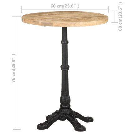 Table de bistro Vintage / Rétro en bois de manguier brut  Ø60x76 cm {attributes}