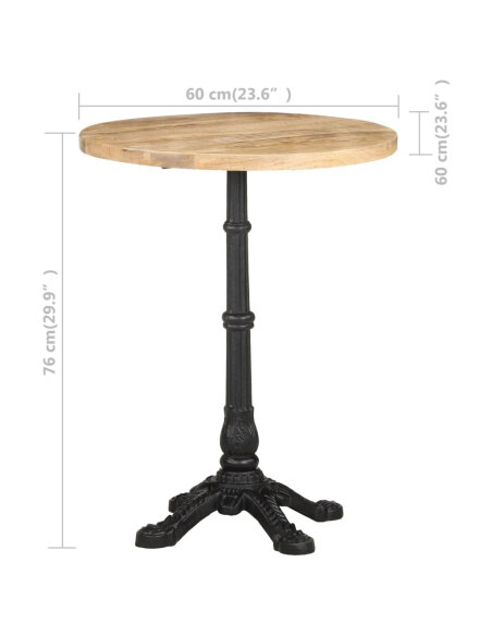 Table de bistro Vintage / Rétro en bois de manguier brut  Ø60x76 cm {attributes} Table de bistro Vintage / Rétro en bois de manguier brut  Ø60x76 cm {attributes}