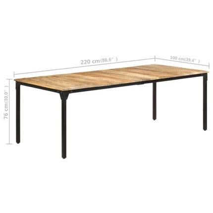 Table salle à manger Style Industriel en bois de manguier brut 220 x 100 x 76 cm {attributes}