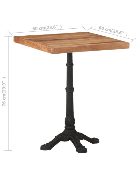 Table de bistro Vintage / Rétro en bois d'acacia massif 60x60x76 cme {attributes} Table de bistro Vintage / Rétro en bois d'acacia massif 60x60x76 cme {attributes}
