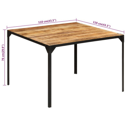 Table à manger Style Industriel en bois de manguier massif 110 x 110 x 76 cm {attributes}