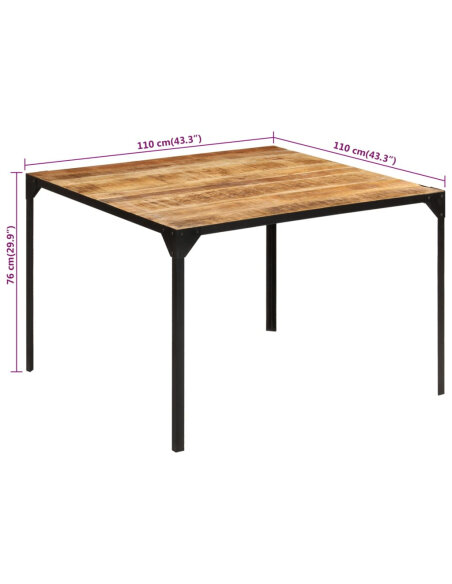 Table à manger Style Industriel en bois de manguier massif 110 x 110 x 76 cm {attributes}