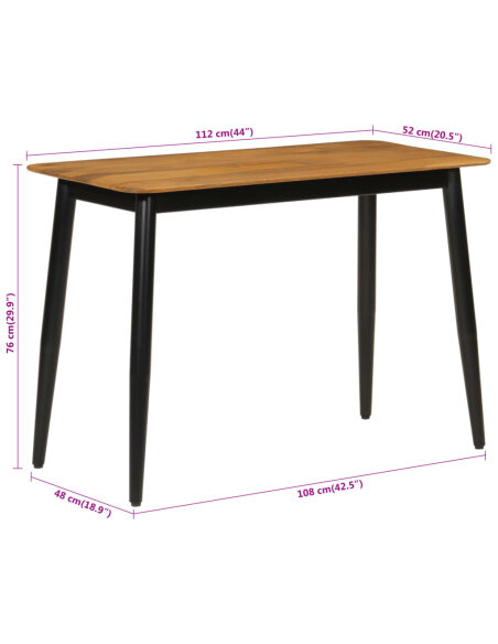Table de salle à manger Style Scandinave en bois de manguier massif et fer 112 x 52 x 76 cm {attributes}