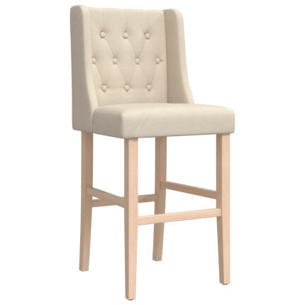 Chaise de bar campagne / chic en lot de 2 en bois massif d'hévéa et tissu Crème  {attributes}