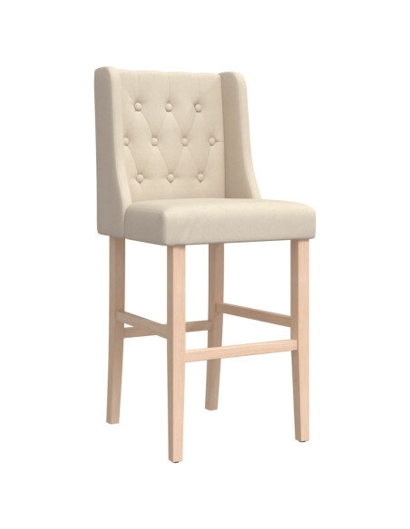 Chaise de bar campagne / chic en lot de 2 en bois massif d'hévéa et tissu Crème  {attributes} Chaise de bar campagne / chic en lot de 2 en bois massif d'hévéa et tissu Crème  {attributes}