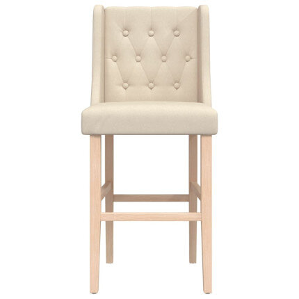 Chaise de bar campagne / chic en lot de 2 en bois massif d'hévéa et tissu Crème  {attributes}