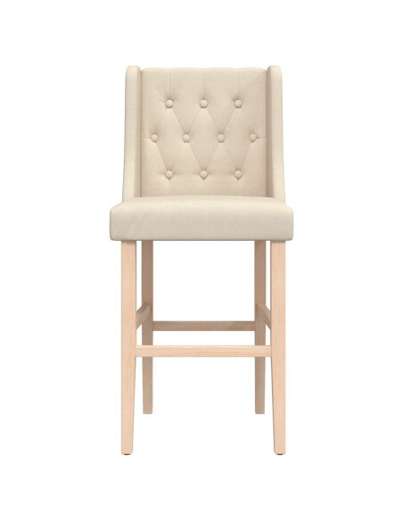 Chaise de bar campagne / chic en lot de 2 en bois massif d'hévéa et tissu Crème  {attributes} Chaise de bar campagne / chic en lot de 2 en bois massif d'hévéa et tissu Crème  {attributes}