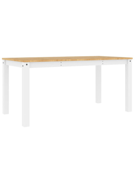 Table à manger style Campagne en bois de pin massif Blanc 160x80x75 cm {attributes} Table à manger style Campagne en bois de pin massif Blanc 160x80x75 cm {attributes}