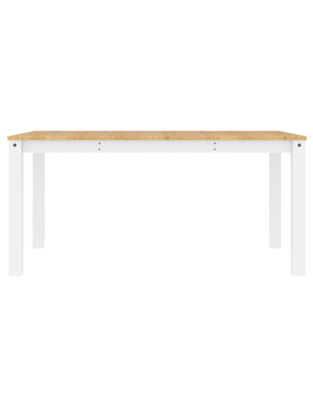 Table à manger style Campagne en bois de pin massif Blanc 160x80x75 cm {attributes} Table à manger style Campagne en bois de pin massif Blanc 160x80x75 cm {attributes}