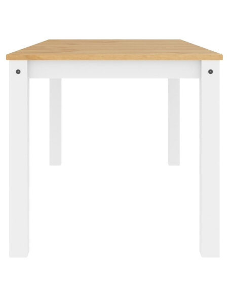Table à manger style Campagne en bois de pin massif Blanc 160x80x75 cm {attributes} Table à manger style Campagne en bois de pin massif Blanc 160x80x75 cm {attributes}