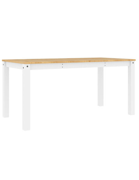 Table à manger style Campagne en bois de pin massif Blanc 160x80x75 cm {attributes} Table à manger style Campagne en bois de pin massif Blanc 160x80x75 cm {attributes}
