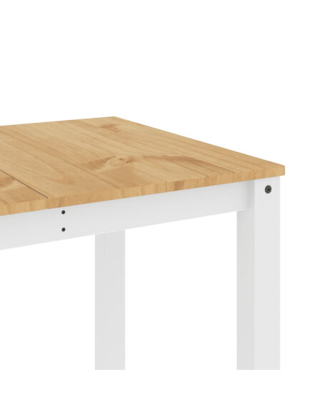 Table à manger style Campagne en bois de pin massif Blanc 160x80x75 cm {attributes} Table à manger style Campagne en bois de pin massif Blanc 160x80x75 cm {attributes}