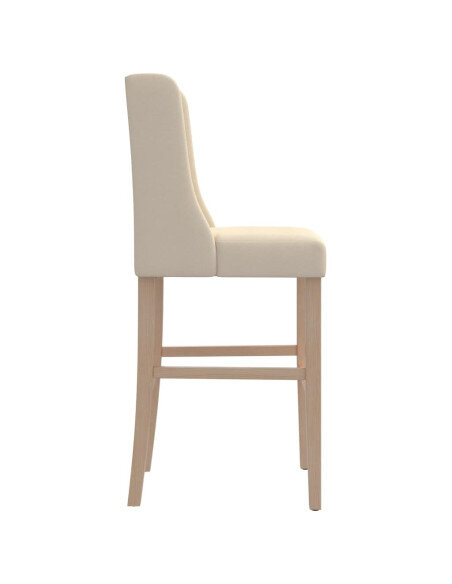 Chaise de bar campagne / chic en lot de 2 en bois massif d'hévéa et tissu Crème  {attributes} Chaise de bar campagne / chic en lot de 2 en bois massif d'hévéa et tissu Crème  {attributes}