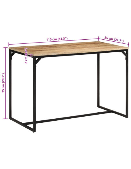 Table à manger Style Industriel en bois de manguier massif brut 110x55x75 cm {attributes}