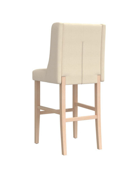 Chaise de bar campagne / chic en lot de 2 en bois massif d'hévéa et tissu Crème  {attributes} Chaise de bar campagne / chic en lot de 2 en bois massif d'hévéa et tissu Crème  {attributes}