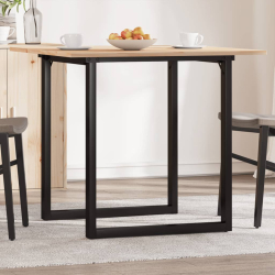 Table à manger Style Industriel cadre en O en bois de pin massif & fonte 80 x 80 x 75 cm {attributes} 2