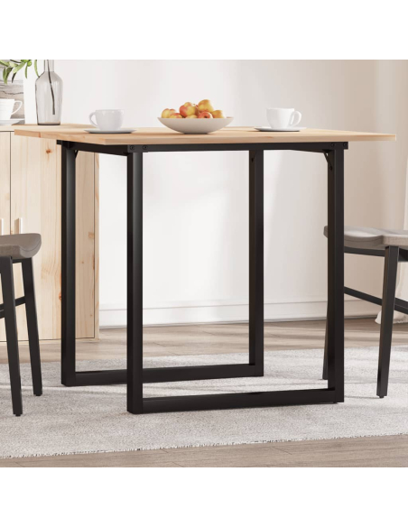 Table à manger Style Industriel cadre en O en bois de pin massif & fonte 80 x 80 x 75 cm {attributes}