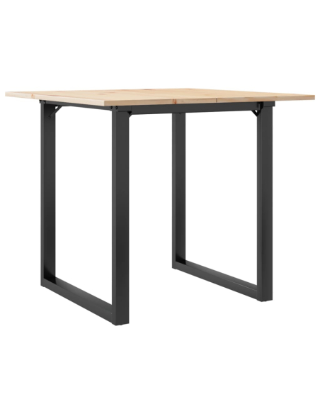 Table à manger Style Industriel cadre en O en bois de pin massif & fonte 80 x 80 x 75 cm {attributes}