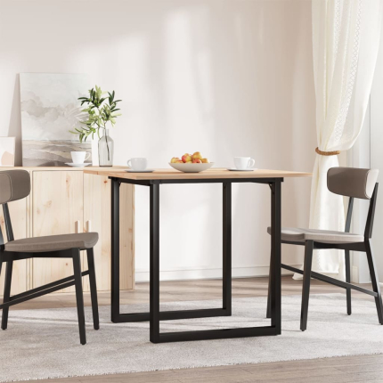 Table à manger Style Industriel cadre en O en bois de pin massif & fonte 80 x 80 x 75 cm {attributes}