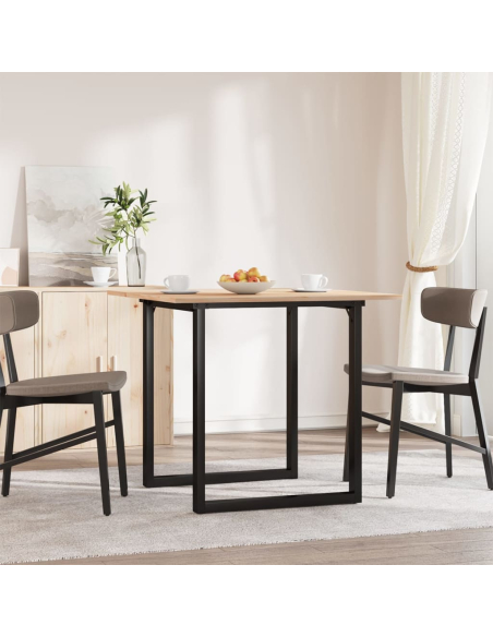 Table à manger Style Industriel cadre en O en bois de pin massif & fonte 80 x 80 x 75 cm {attributes}
