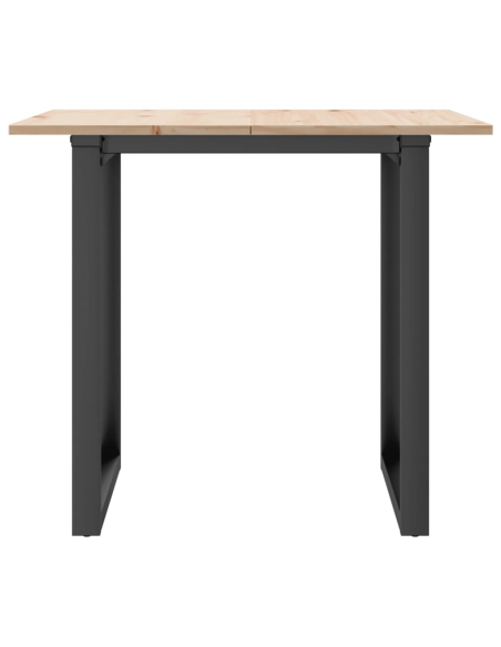 Table à manger Style Industriel cadre en O en bois de pin massif & fonte 80 x 80 x 75 cm {attributes}