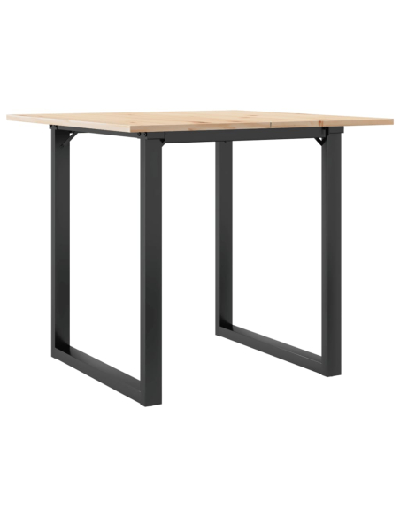 Table à manger Style Industriel cadre en O en bois de pin massif & fonte 80 x 80 x 75 cm {attributes}