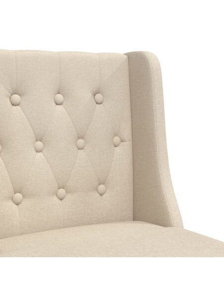 Chaise de bar campagne / chic en lot de 2 en bois massif d'hévéa et tissu Crème  {attributes} Chaise de bar campagne / chic en lot de 2 en bois massif d'hévéa et tissu Crème  {attributes}