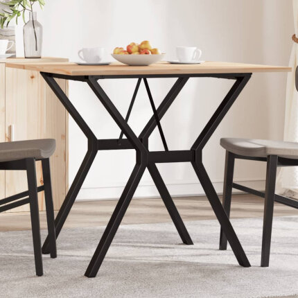 Table à manger Style Industriel cadre en Y en bois de pin massif & fonte 80 x 80 x 75 cm {attributes}