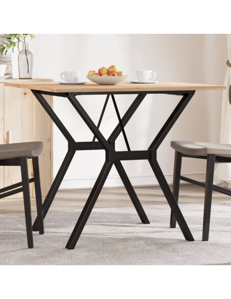 Table à manger Style Industriel cadre en Y en bois de pin massif & fonte 80 x 80 x 75 cm {attributes} Table à manger Style Industriel cadre en Y en bois de pin massif & fonte 80 x 80 x 75 cm {attributes}