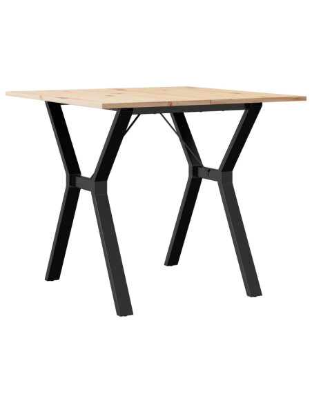 Table à manger Style Industriel cadre en Y en bois de pin massif & fonte 80 x 80 x 75 cm {attributes} Table à manger Style Industriel cadre en Y en bois de pin massif & fonte 80 x 80 x 75 cm {attributes}