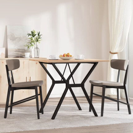 Table à manger Style Industriel cadre en Y en bois de pin massif & fonte 80 x 80 x 75 cm {attributes}