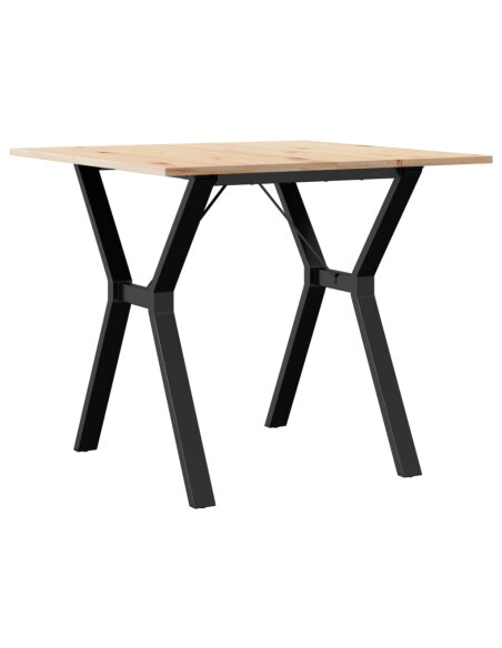 Table à manger Style Industriel cadre en Y en bois de pin massif & fonte 80 x 80 x 75 cm {attributes} Table à manger Style Industriel cadre en Y en bois de pin massif & fonte 80 x 80 x 75 cm {attributes}