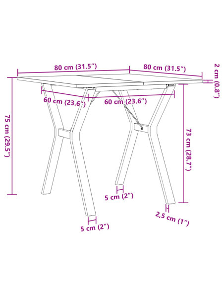 Table à manger Style Industriel cadre en Y en bois de pin massif & fonte 80 x 80 x 75 cm {attributes} Table à manger Style Industriel cadre en Y en bois de pin massif & fonte 80 x 80 x 75 cm {attributes}