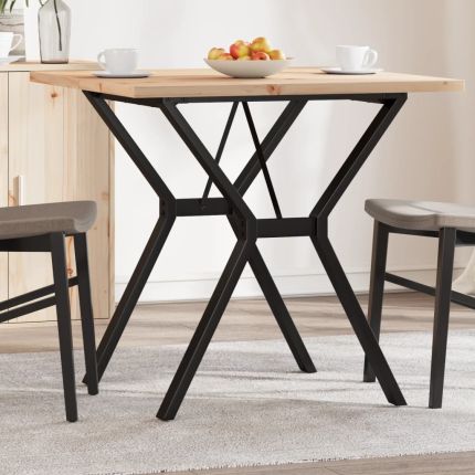 Table à manger Style Industriel cadre en Y en bois de pin massif & fonte 80 x 80 x 75.5 cm {attributes}