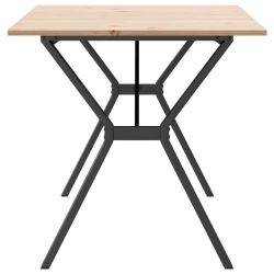 Table à manger Style Industriel cadre en Y en bois de pin massif & fonte 140 x 80 x 75 cm {attributes} 2