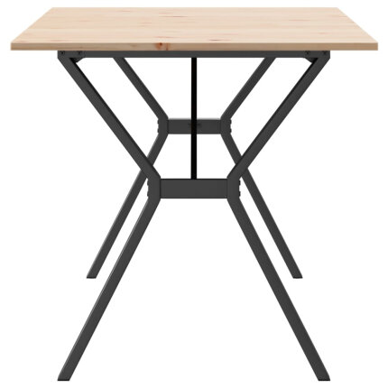Table à manger Style Industriel cadre en Y en bois de pin massif & fonte 140 x 80 x 75 cm {attributes}