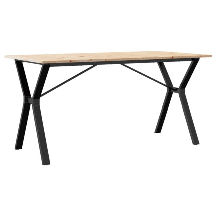 Table à manger Style Industriel cadre en Y en bois de pin massif & fonte 140 x 80 x 75 cm {attributes}