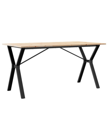 Table à manger Style Industriel cadre en Y en bois de pin massif & fonte 140 x 80 x 75 cm {attributes} Table à manger Style Industriel cadre en Y en bois de pin massif & fonte 140 x 80 x 75 cm {attributes}