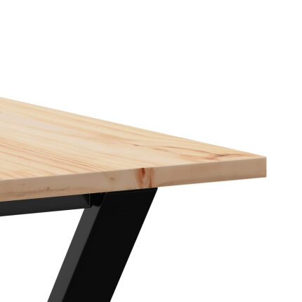 Table à manger Style Industriel cadre en Y en bois de pin massif & fonte 140 x 80 x 75 cm {attributes}