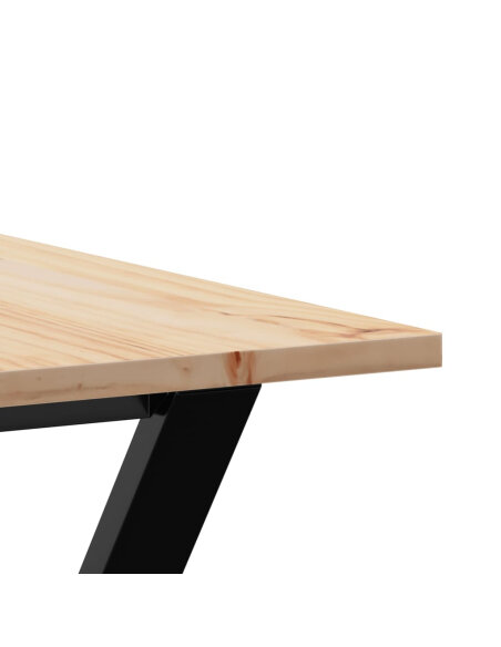 Table à manger Style Industriel cadre en Y en bois de pin massif & fonte 140 x 80 x 75 cm {attributes} Table à manger Style Industriel cadre en Y en bois de pin massif & fonte 140 x 80 x 75 cm {attributes}