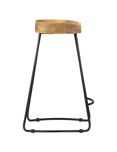 Tabourets de bar industriel en lot de 2 en bois de manguier massif Brun 45 x 40 x 62 cm {attributes} Tabourets de bar industriel en lot de 2 en bois de manguier massif Brun 45 x 40 x 62 cm {attributes}