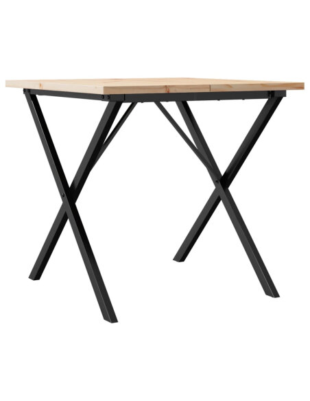Table à manger Style Industriel cadre en X en bois de pin massif & fonte 90 x 90 x 75.5 cm {attributes} Table à manger Style Industriel cadre en X en bois de pin massif & fonte 90 x 90 x 75.5 cm {attributes}