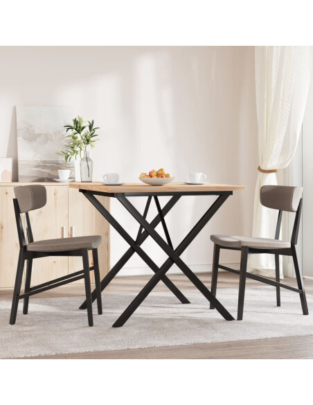 Table à manger Style Industriel cadre en X en bois de pin massif & fonte 90 x 90 x 75.5 cm {attributes} Table à manger Style Industriel cadre en X en bois de pin massif & fonte 90 x 90 x 75.5 cm {attributes}