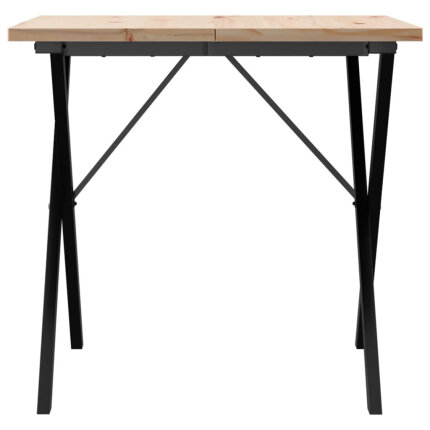 Table à manger Style Industriel cadre en X en bois de pin massif & fonte 90 x 90 x 75.5 cm {attributes}