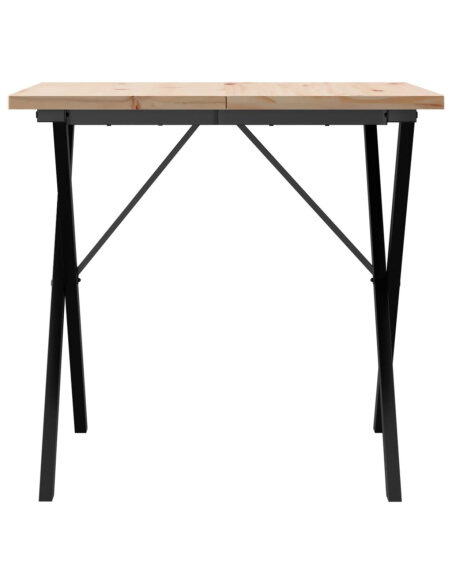 Table à manger Style Industriel cadre en X en bois de pin massif & fonte 90 x 90 x 75.5 cm {attributes} Table à manger Style Industriel cadre en X en bois de pin massif & fonte 90 x 90 x 75.5 cm {attributes}