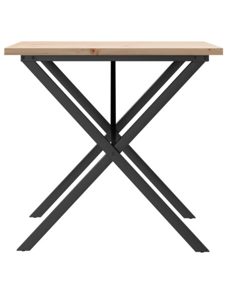 Table à manger Style Industriel cadre en X en bois de pin massif & fonte 90 x 90 x 75.5 cm {attributes} Table à manger Style Industriel cadre en X en bois de pin massif & fonte 90 x 90 x 75.5 cm {attributes}