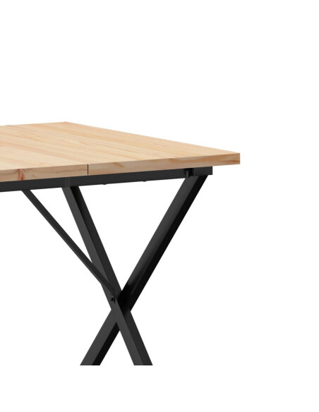 Table à manger Style Industriel cadre en X en bois de pin massif & fonte 90 x 90 x 75.5 cm {attributes} Table à manger Style Industriel cadre en X en bois de pin massif & fonte 90 x 90 x 75.5 cm {attributes}