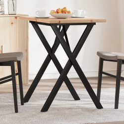 Table à manger Style Industriel cadre en X en bois de pin massif & fonte 80 x 50 x 75.5 cm {attributes} 2