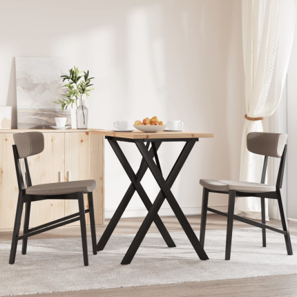 Table à manger Style Industriel cadre en X en bois de pin massif & fonte 80 x 50 x 75.5 cm {attributes}